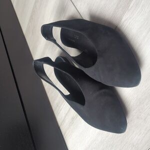 EVERLANE Black Suede Slingback Pointed Toe Slip On Flats Shoes Size 7